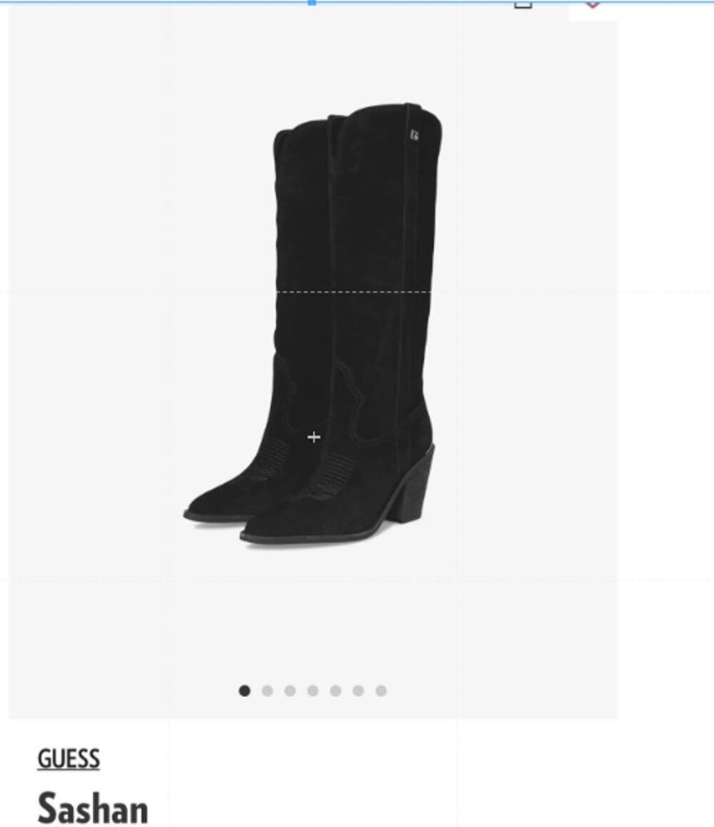 GUESS Boots Women's Size 6.5M Black Faux Suede GWSASHAN Western Knee High Heel